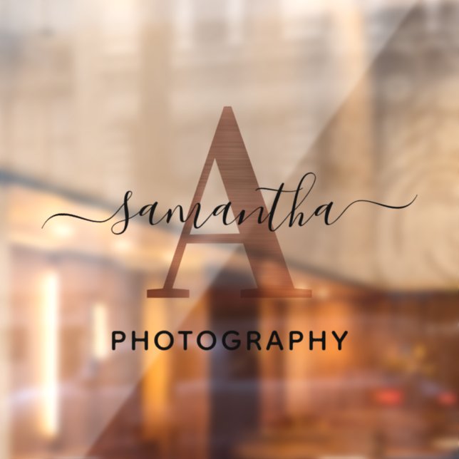 Autocollant Pour Fenêtre Logo élégant à monogramme A en or rose à signature (Feuille 2)