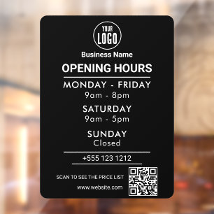 Autocollant Pour Fenêtre Logo Heures d'ouverture Réseaux sociaux Entreprise