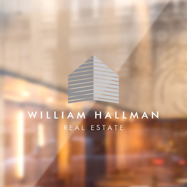 Autocollant Pour Fenêtre Logo Maison Abstrait Gris/Blanc (Feuille 2)