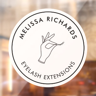 Autocollant Pour Fenêtre Logo minimaliste cercle main et cils rose