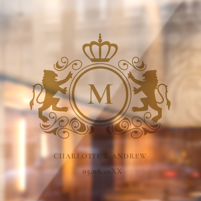 Autocollant Pour Fenêtre Logo Monogramme, Cimier, Lion, Mariage (Feuille 2)