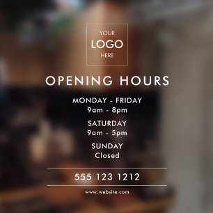 Autocollant Pour Fenêtre Logo Open Hours Modern Business