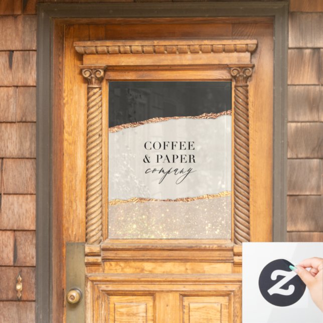 Autocollant Pour Fenêtre Logo personnalisé Entreprise Sign Black Cream Gold (Porte d'accueil)