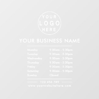 Autocollant Pour Fenêtre Logo personnalisé Heures d'ouverture Contacts