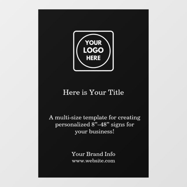 Autocollant Pour Fenêtre Logo personnalisé noir | Marque d'entreprise minim (Feuille)