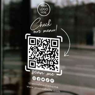 Autocollant Pour Fenêtre Logo professionnel personnalisé QR Code Social Med