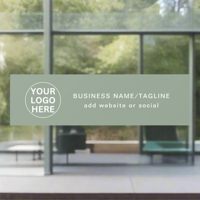 Autocollant Pour Fenêtre Logo & Texte Vert Sauge l Professionnel Promotionn (Créateur téléchargé)