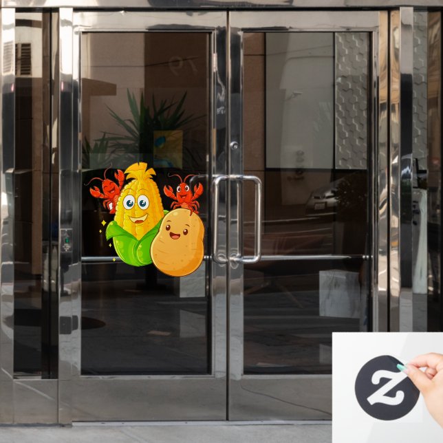 Autocollant Pour Fenêtre Louisiana Cajun Crawfish Potato Corn On The Cob  (Porte de bureau)