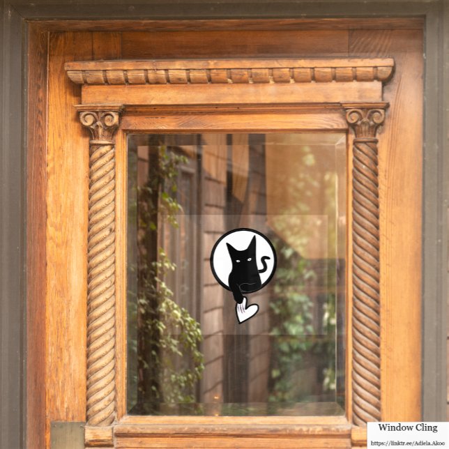 Autocollant Pour Fenêtre Love Cat Cling fenêtre (Love Cat Window Cling designed by Poet Adiela Akoo - for a warm Halloween welcome at your door)