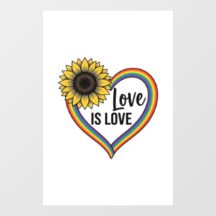 Autocollant Pour Fenêtre Love Is Love Tournesol Cœur Vintage Vector T-Shirt