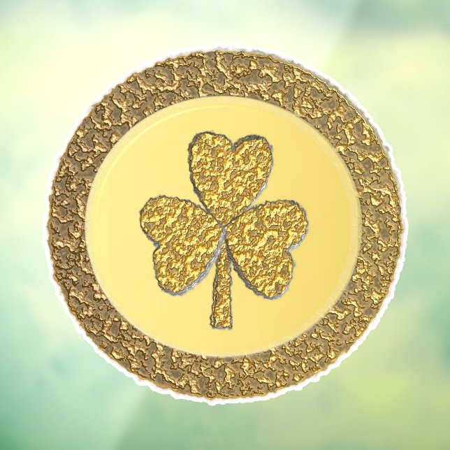 Autocollant Pour Fenêtre Lucky Irish Shamrock Gold Coin (Feuille 3)