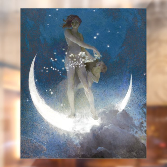 Autocollant Pour Fenêtre Luna Goddess at Night Scattering Stars (Feuille 2)