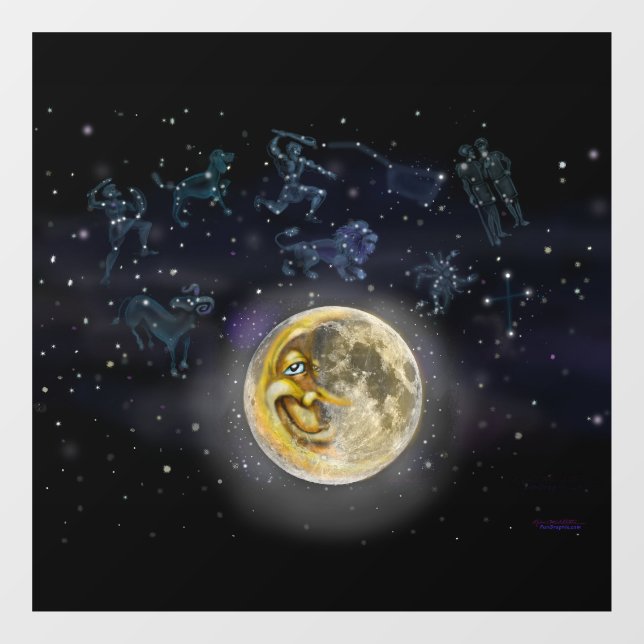 Autocollant Pour Fenêtre Lune et constellations (Feuille)