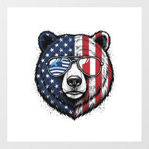 Autocollant Pour Fenêtre Lunettes de soleil de l'ours patriotique Vintage V