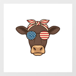 Autocollant Pour Fenêtre Lunettes de soleil tête de vache patriotique desig