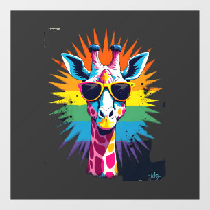 Autocollant Pour Fenêtre Lunettes de soleil vintage Girafe Drôle Animal Afr