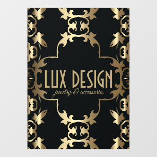 Autocollant Pour Fenêtre Luxe doré et noir Classique Baroque Vintage