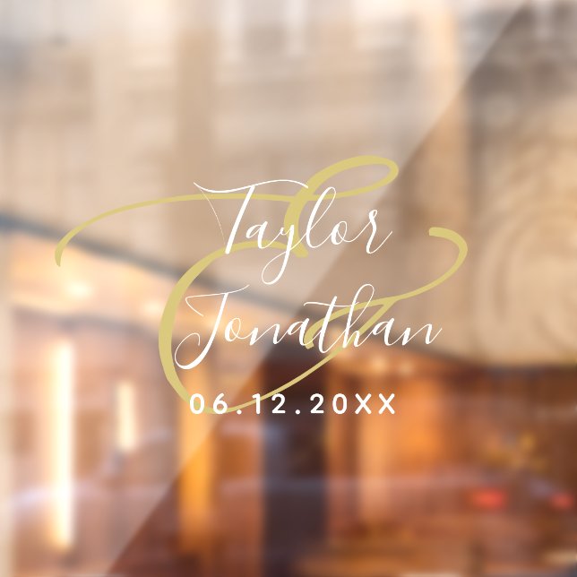 Autocollant Pour Fenêtre Luxe White & Gold Minimal Classy Mariage personnal (Feuille 2)