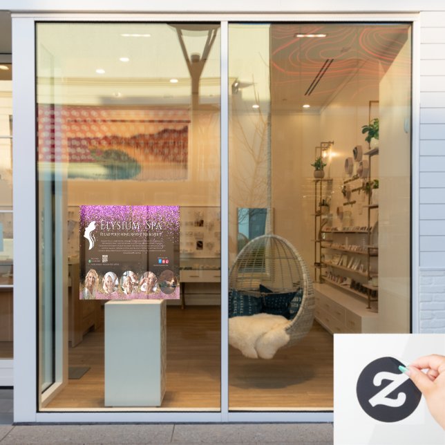 Autocollant Pour Fenêtre Luxury Terracotta Gold Spa Beauty Wellness QR  (Vitrine du magasin)