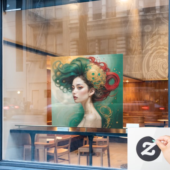 Autocollant Pour Fenêtre « Lyrielle » - L'Impératrice Vert-Or (Fenêtre de café)