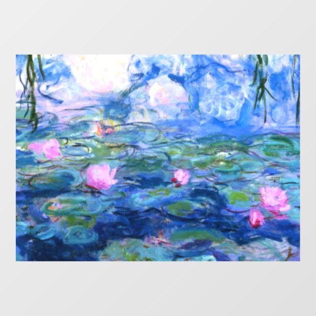 Autocollant Pour Fenêtre Lys d'eau rose Monet  (Feuille)