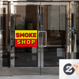 Autocollant Pour Fenêtre Magasin de Fumée Rouge Jaune Noir Publicité