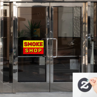 Autocollant Pour Fenêtre Magasin de Fumée Rouge Jaune Noir Publicité