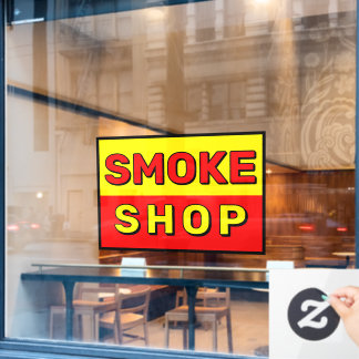 Autocollant Pour Fenêtre Magasin de Fumée Rouge Jaune Noir Publicité