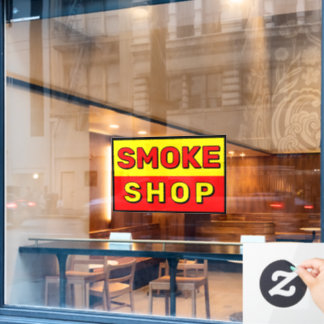Autocollant Pour Fenêtre Magasin de Fumée Rouge Jaune Noir Publicité