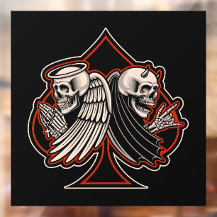 Autocollant Pour Fenêtre Magasin de moto Ange et Diable As de Pique