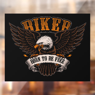 Autocollant Pour Fenêtre Magasin de motos Biker Eagle Born To Be Free