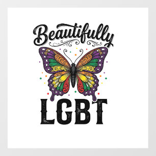 Autocollant Pour Fenêtre Magnifique Chemise LGBT Papillon Vintage Fierté_1