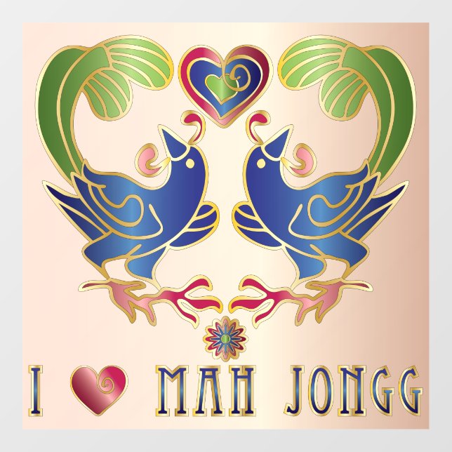 Autocollant Pour Fenêtre Mah Jongg Love Window Cling (Feuille)