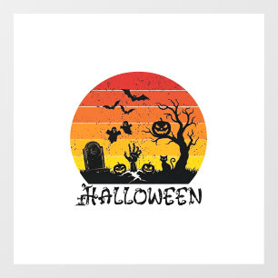Autocollant Pour Fenêtre Main de zombie Halloween Pierre tombale Arbre Chat