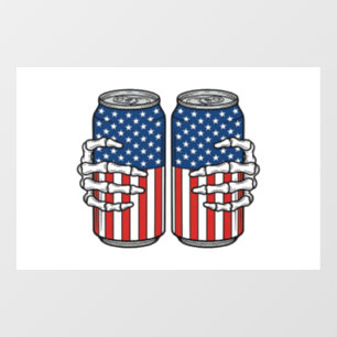 Autocollant Pour Fenêtre Mains de squelette patriotiques vintage tenant des