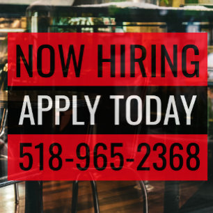 Autocollant Pour Fenêtre Maintenant, nous embauchons enseigne personnalisée