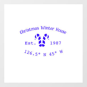 Autocollant Pour Fenêtre Maison de Noël hivernale cannes de bonbon bleues a