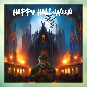 Autocollant Pour Fenêtre Maison hantée avec Monstre Déplaisant