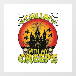 Autocollant Pour Fenêtre Maison hantée de Chillin Creeps Halloween Sorcière