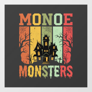 Autocollant Pour Fenêtre Maison Hantée Halloween Monstres Rétro