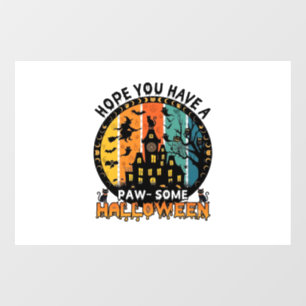 Autocollant Pour Fenêtre Maison Hantée Halloween Sorcière Chats Noirs_