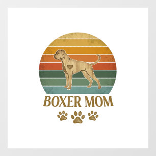 Autocollant Pour Fenêtre Maman Boxer Chien Rétro Coucher de Soleil Empreint
