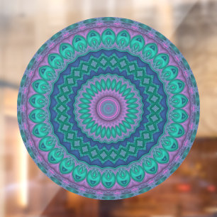 Autocollant Pour Fenêtre Mandala coloré aux tons de bijoux groovy hippie tr
