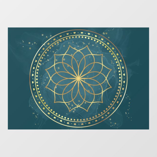 Autocollant Pour Fenêtre Mandala d'or en Turquoise (Feuille)