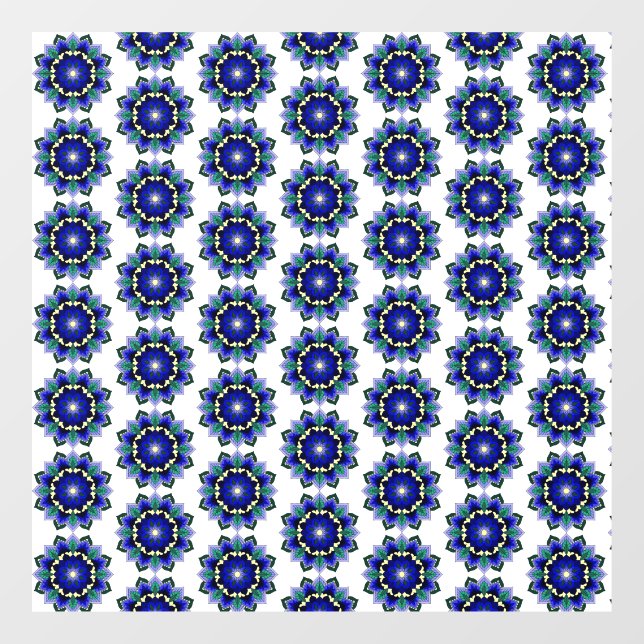 Autocollant Pour Fenêtre Mandala Motif 02 en bleu (Feuille)