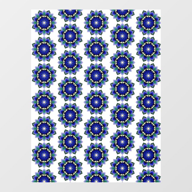 Autocollant Pour Fenêtre Mandala Motif 02 en bleu (Feuille)