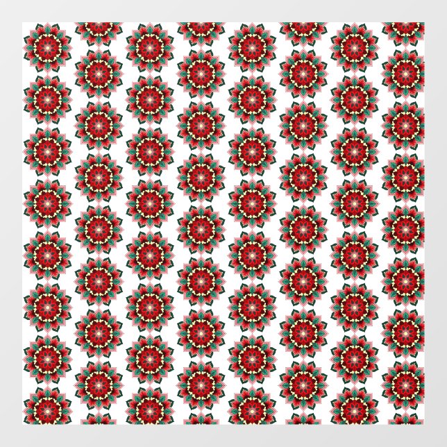 Autocollant Pour Fenêtre Mandala Motif 02 en rouge (Feuille)