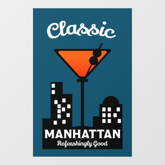 Autocollant Pour Fenêtre Manhattan Cocktail Wall Art (Feuille)