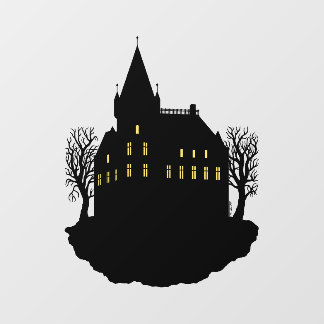 Autocollant Pour Fenêtre Manoir sinistre en silhouette