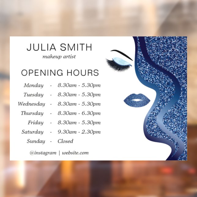 Autocollant Pour Fenêtre Maquillage avec effet de paillettes bleu foncé (Feuille 2)